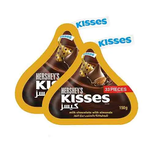 MILK CHOCOLATE WITH ALMOND KISSES HERSHEYS (2 X 150 gm)
