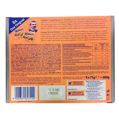Manner Hazelnut Original Wafer Biscuits 8 x 75 g