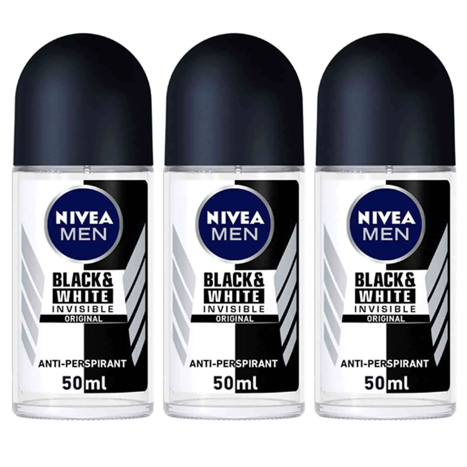 ROLL ON MEN ANTIPERS BLACK & WHITE INVISIBLE ORIGINAL NIVEA ( 3 X 50 ml )