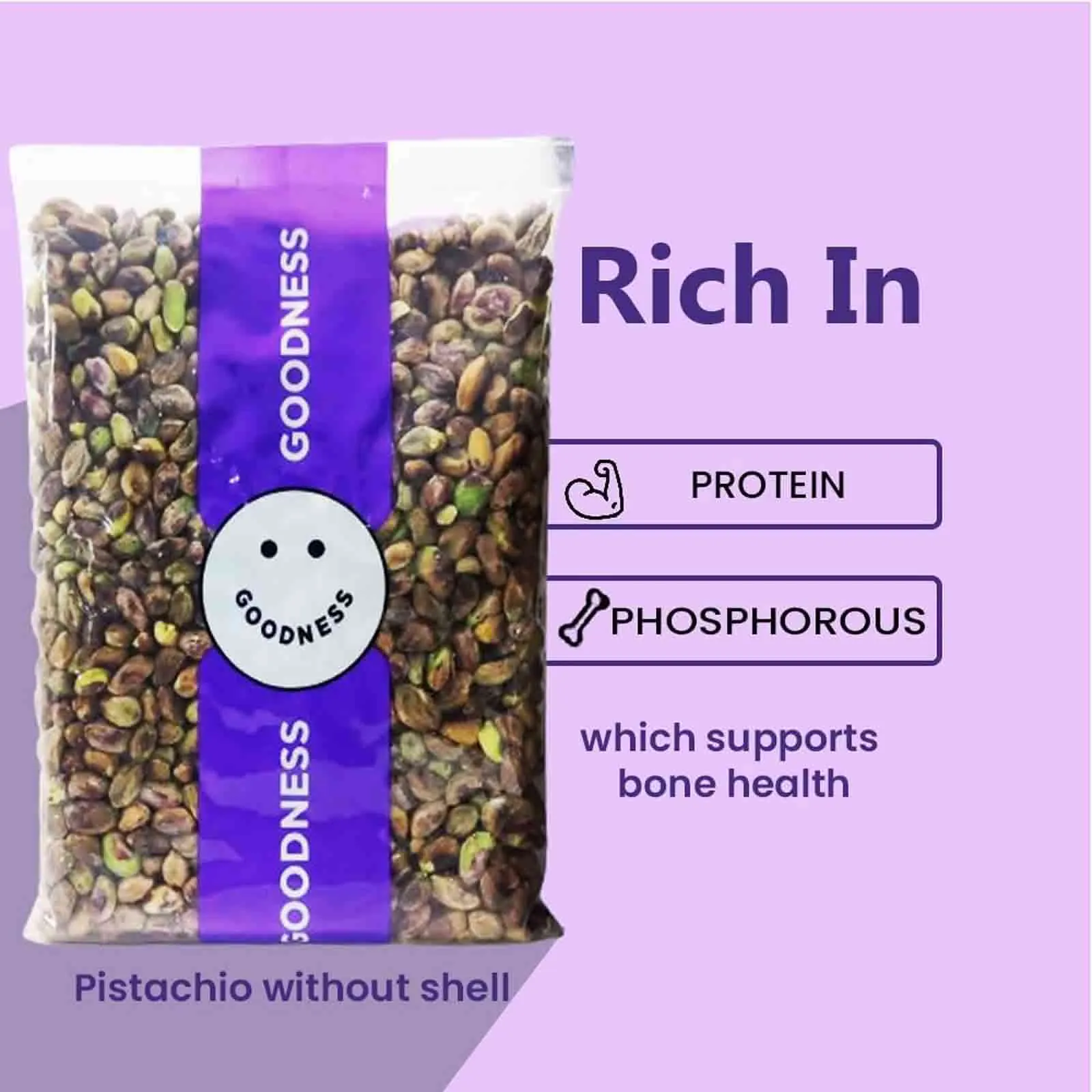 Goodness Pistachio Nuts Whole Without Shell 500 g