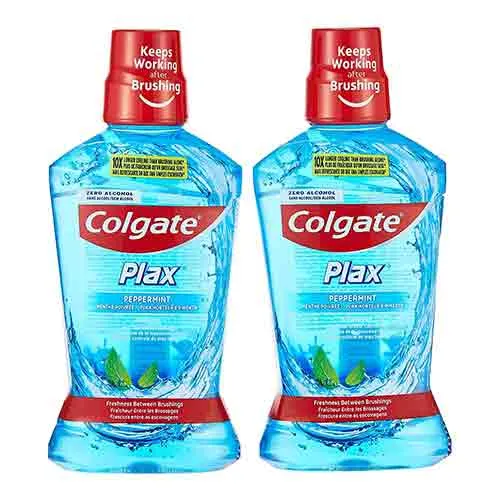 MOUTH WASH PEPPERMINT BLUE PLAX COLGATE ( 2 X 500 ml )