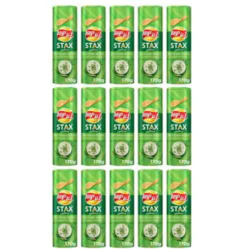 Lays Stax Sour Cream and Onion Potato Crisps 15 X 170 g