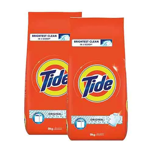 LAUNDRY WASHING POWDER SEMI AUTOMATIC ORIGINAL SCENT TIDE ( 2 X 9 kg )