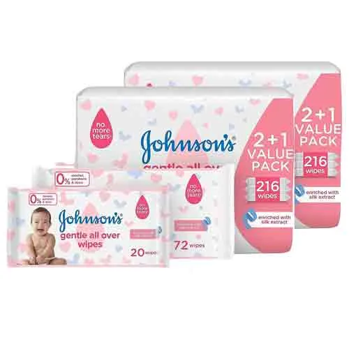 WIPES BABY GENTLE ALL OVER JOHNSONS (2 X 216 PC)